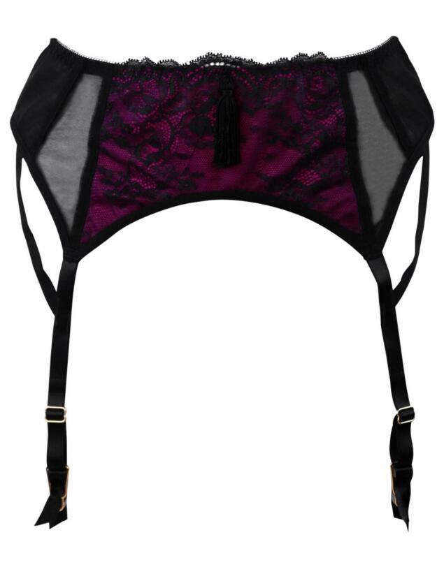 16107 Pour Moi Sensation Suspender - 16107 Black/Fuchsia