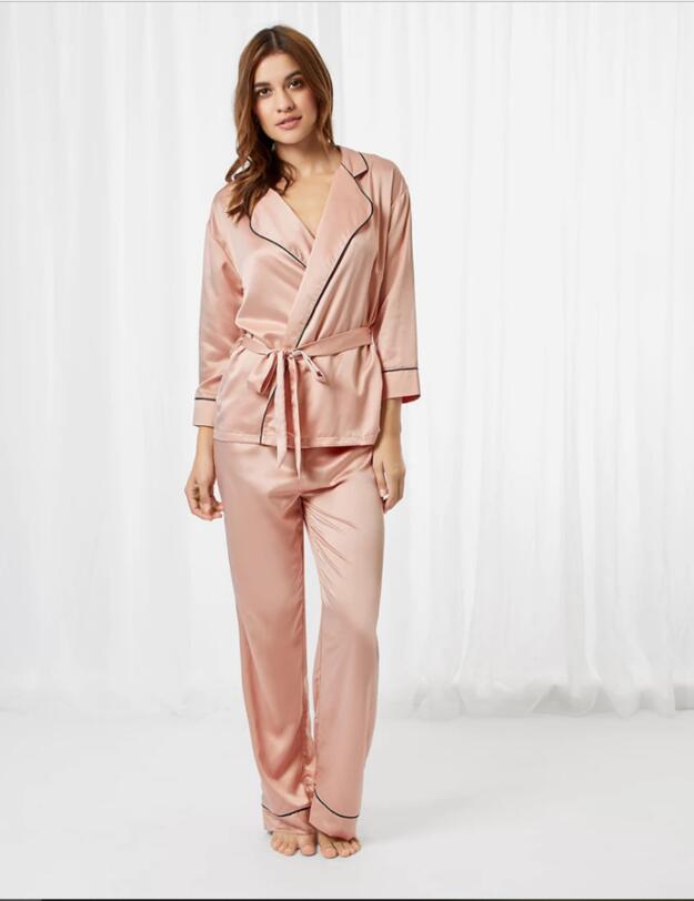 40210 Bluebella Wren Kimono And Trouser Set - 40210 Rose Dust