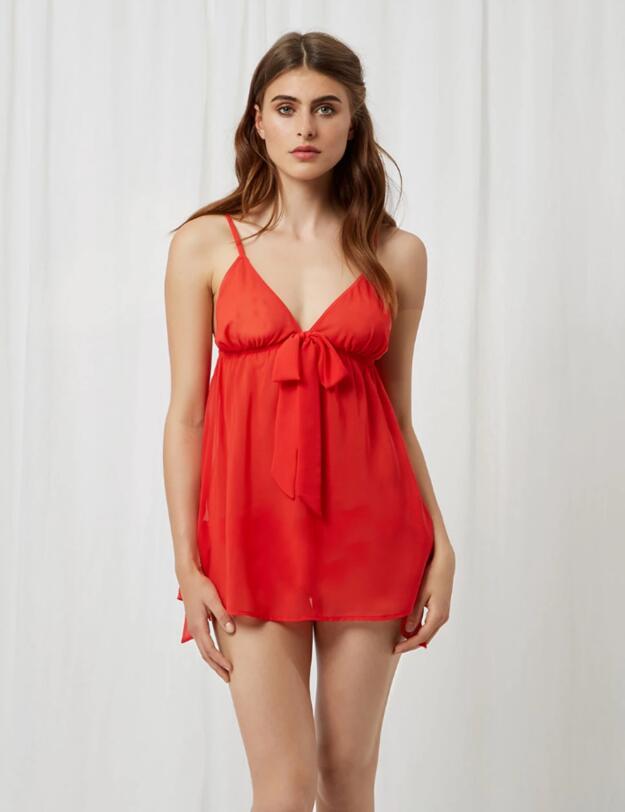 40223 Bluebella Phoebe Chemise And Tie-Side Knickers Set - 40223 Red