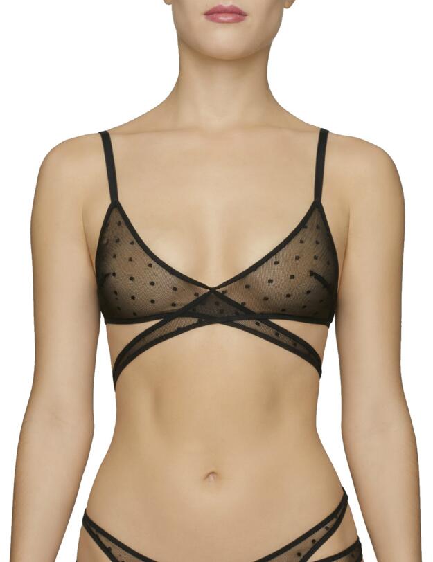 EMI-004-01 Reign By Coco De Mer Emile Triangle Bra - EMI-004-01 Black