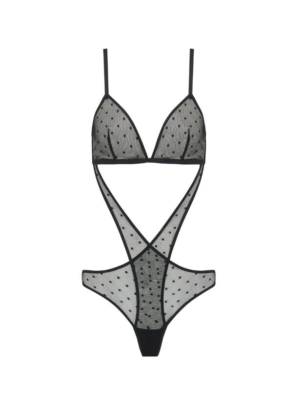 EMI-022-01 Reign By Coco De Mer Emile Bodysuit - EMI-022-01 Black