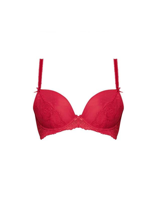 173525 Figleaves Juliette Lace Plunge Bra - 173525 Red
