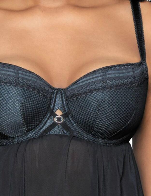 CK0107 Curvy Kate Starstruck Babydoll Nightdress - CK0107 Black/Silver