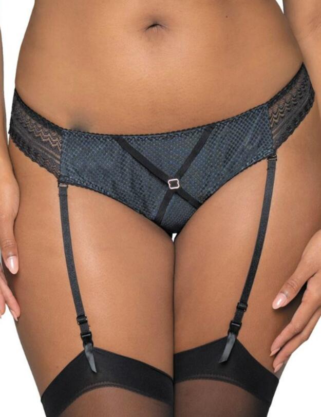 Curvy Kate Starstruck Suspender Brazilian Black/Silver