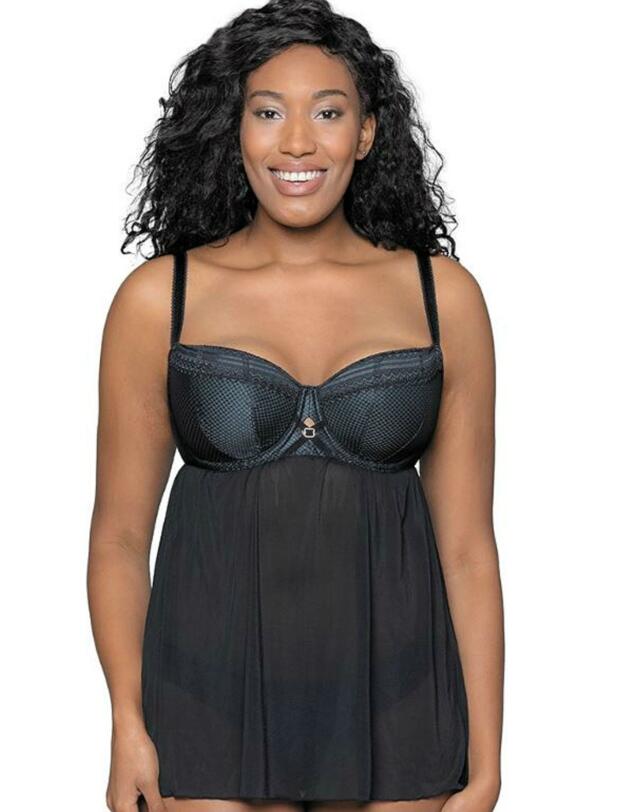 CK0107 Curvy Kate Starstruck Babydoll Nightdress - CK0107 Black/Silver
