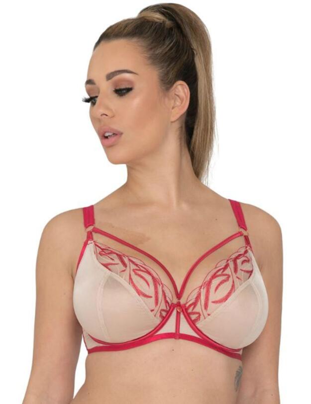 ST009101 Scantilly Submission Plunge Bra - ST009101 Latte/Red