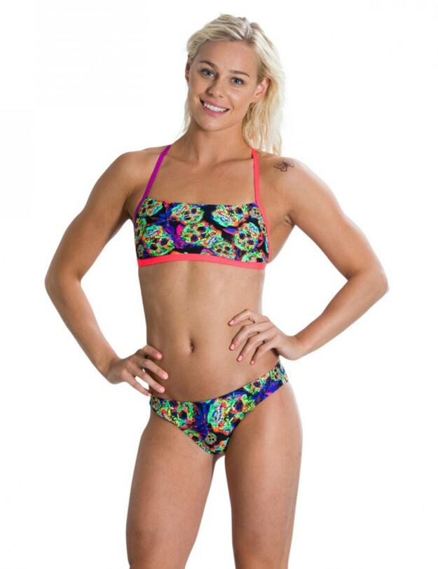 Speedo Flipturns Two Piece Crossback Swimsuit Black/Red