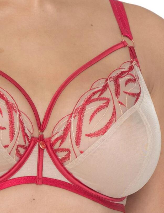 ST009101 Scantilly Submission Plunge Bra - ST009101 Latte/Red