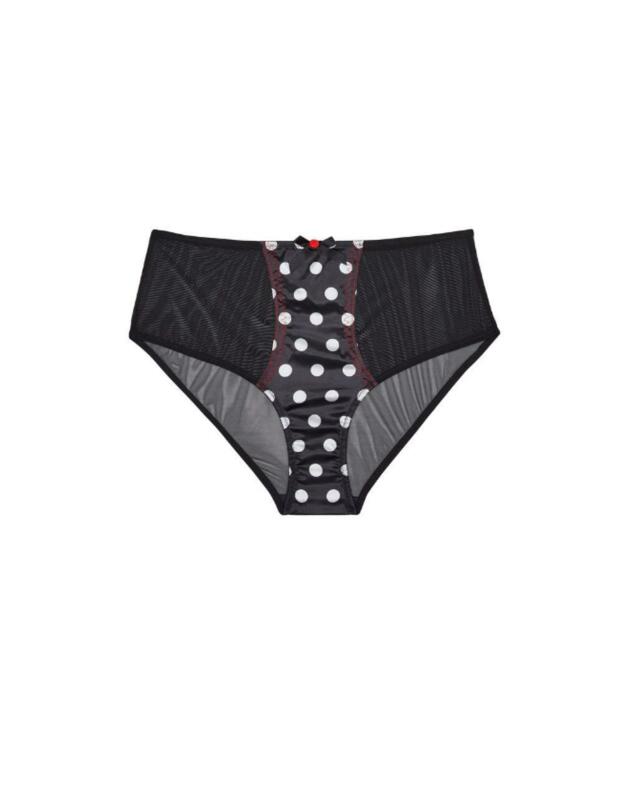BP036S Playful Promises Bettie Page Spot High Waist Brief - BP036S Black