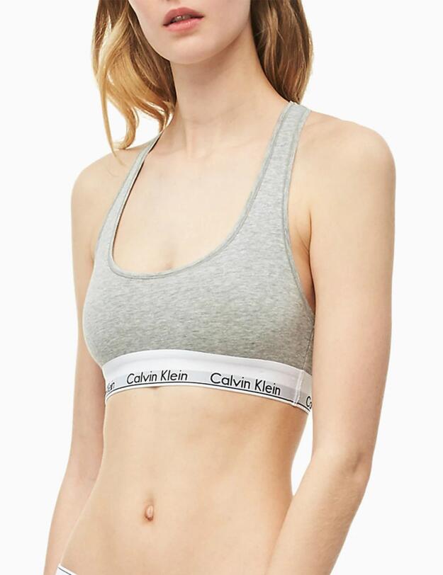  Calvin Klein Modern Cotton Bralette Bra  Grey Heather