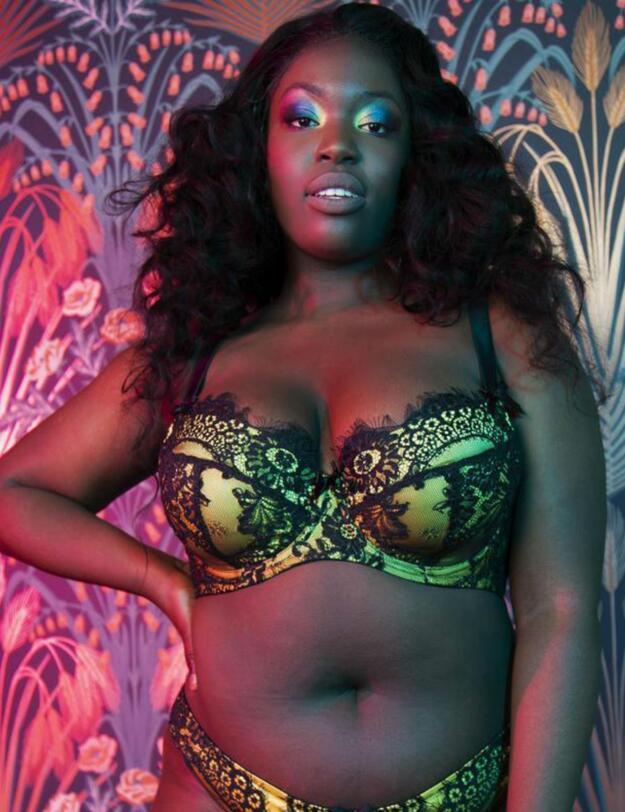 Playful Promises Jaquelina Mustard Contrast Plunge Bra Mustard