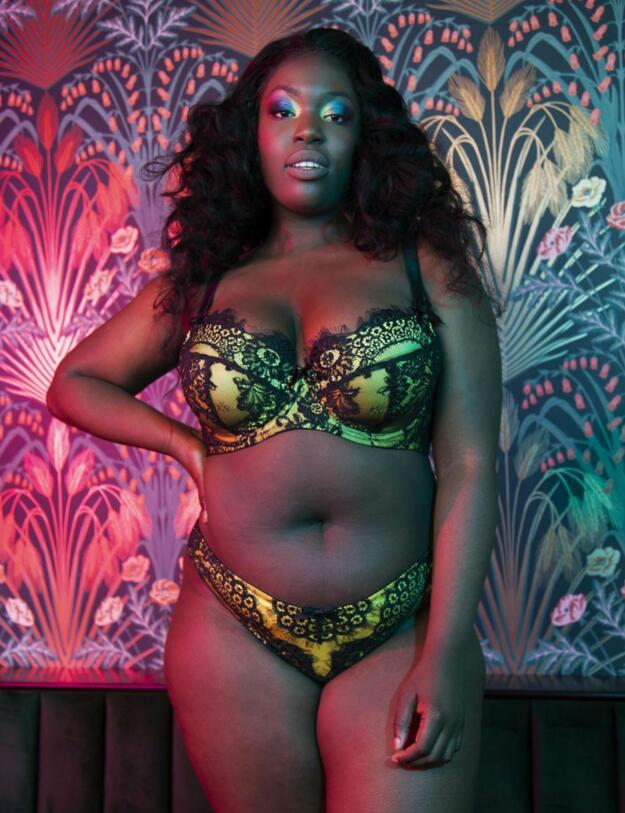 Playful Promises Jaquelina Mustard Contrast Plunge Bra Mustard