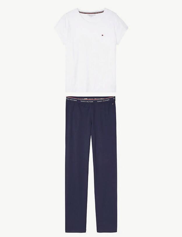 UW0UW01347 Tommy Hilfiger Crew Neck Pyjama Set - UW0UW01347 White/Peacott