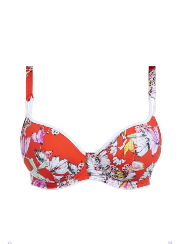 5881 Freya Wild Flower Plunge Bikini Top - 5881 Flame