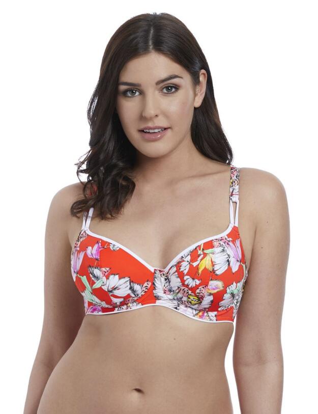 5881 Freya Wild Flower Plunge Bikini Top - 5881 Flame