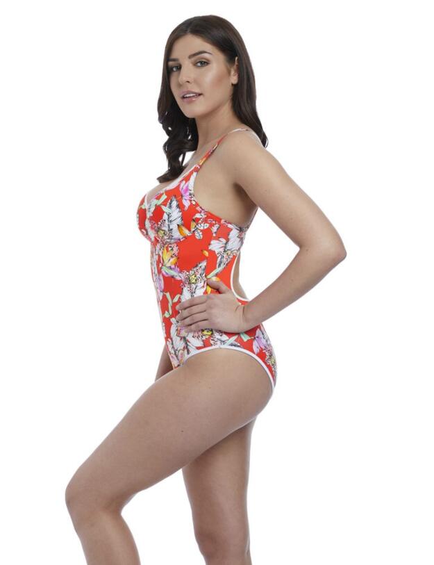 5886 Freya Wild Flower Plunge Swimsuit - 5886 Flame