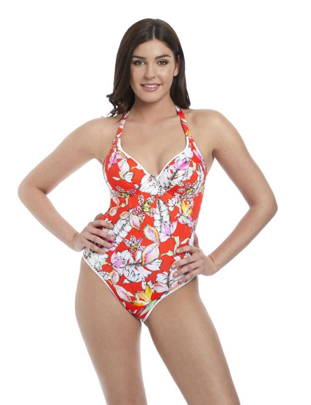 5886 Freya Wild Flower Plunge Swimsuit - 5886 Flame