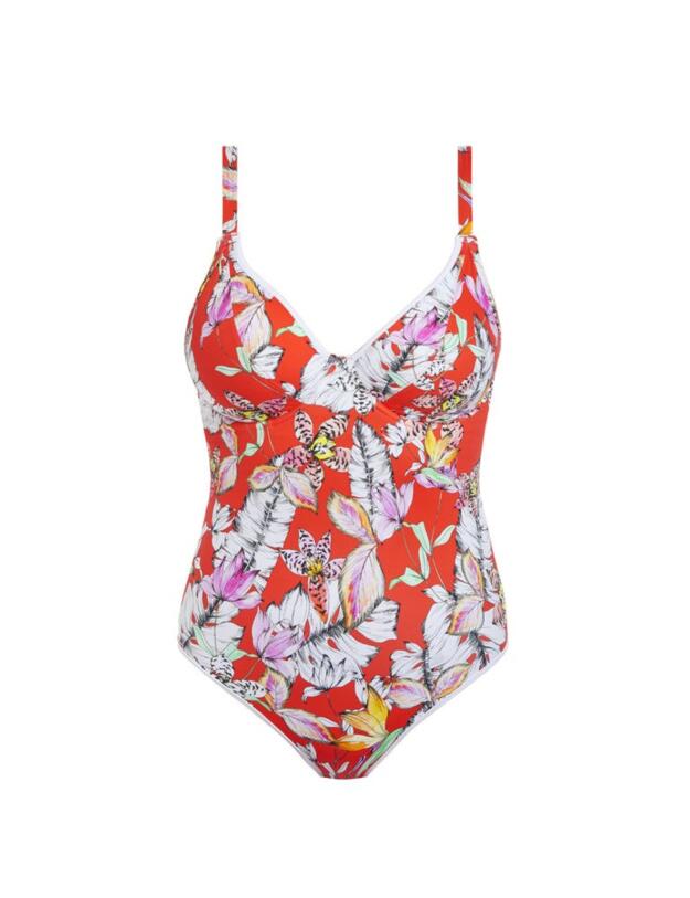 5886 Freya Wild Flower Plunge Swimsuit - 5886 Flame