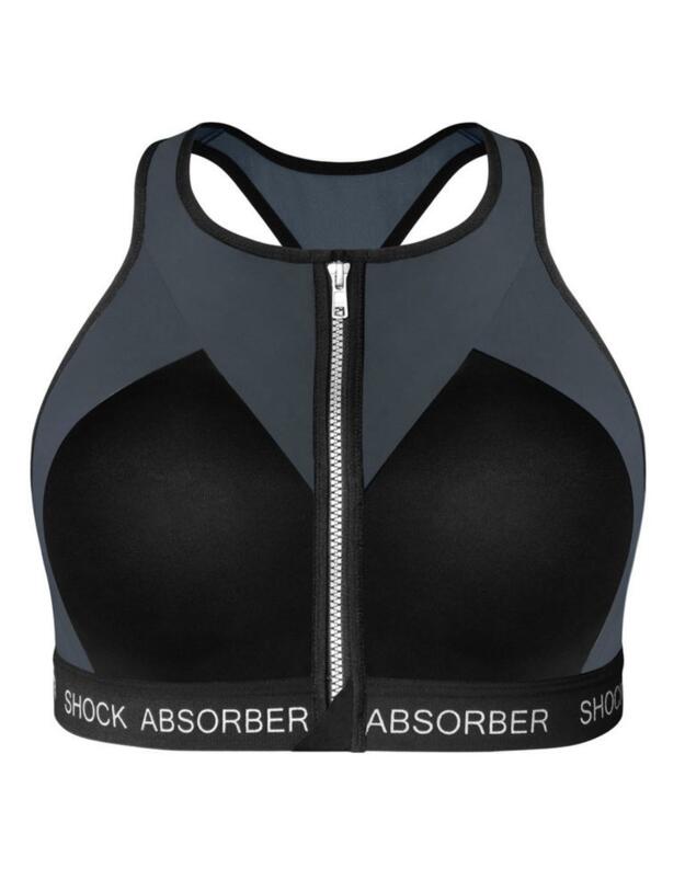 S09CG Shock Absorber Infinity Power Zip Sports Bra - S09CG Slate Grey/Black