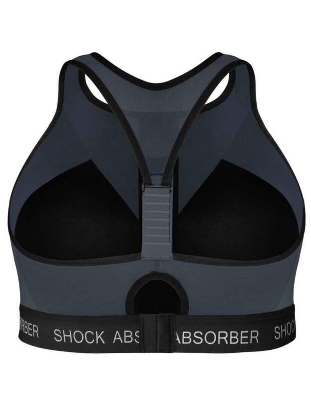 S09CG Shock Absorber Infinity Power Zip Sports Bra - S09CG Slate Grey/Black