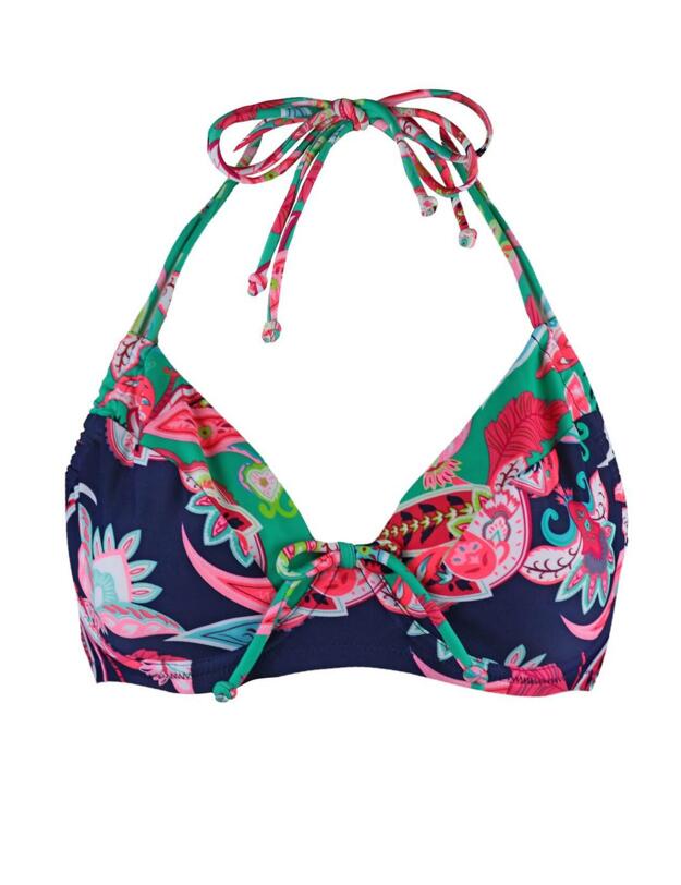 13402 Pour Moi Havana Halterneck Bikini Top - 13402 Navy/Green