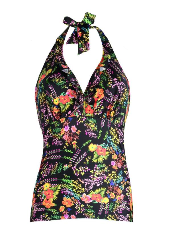 3907 Pour Moi Hot Spots Underwired Tankini Top - 3907 Black Floral