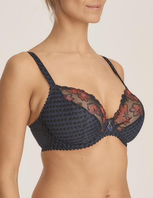 0163134/0163135 Prima Donna Wild Flower Deep Plunge Bra - 0163134/0163135 Midnight Blue