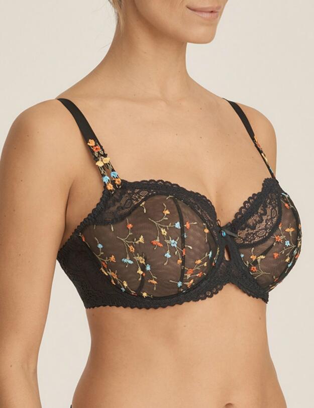 0163142/0163143 Prima Donna Midnight Garden Balcony Bra - 0163142/0163143 Black