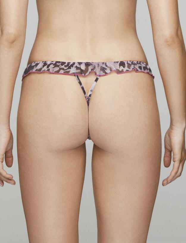 FIF-014-99 Muse by Coco de Mer FiFi Open Thong - FIF-014-99 Grey Leopard