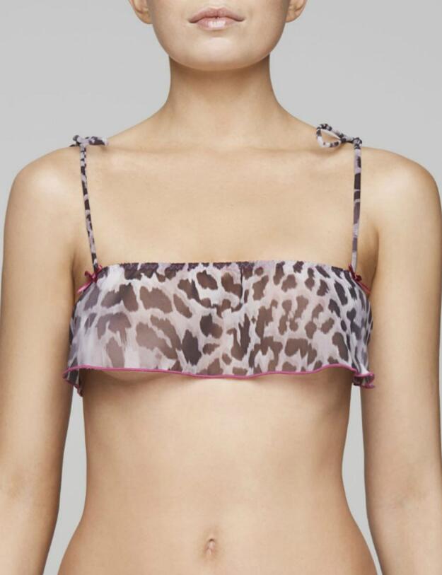 Muse by Coco de Mer FiFi Bandeau Bra Grey Leopard