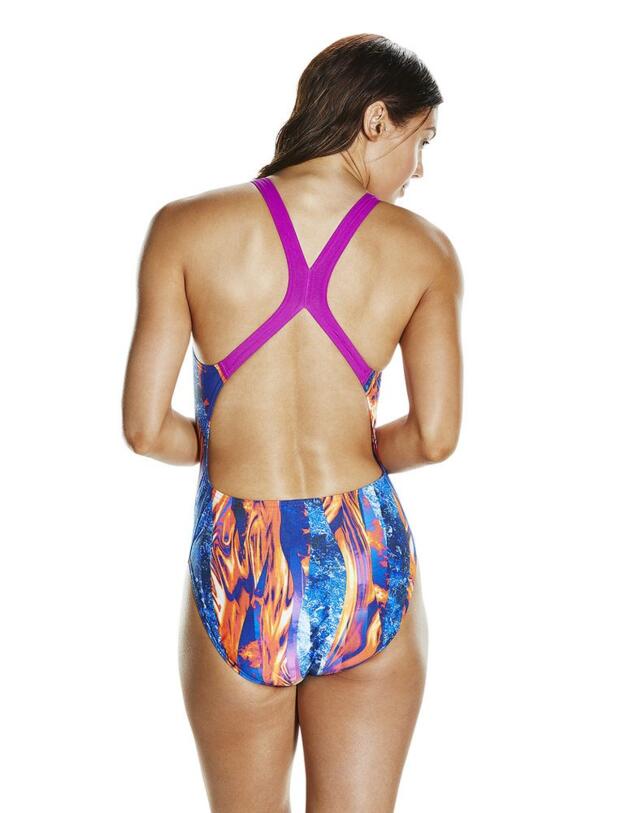 806187C214 Speedo LavaFlow Digital Powerback Swimsuit - 806187C214 Purple/Navy