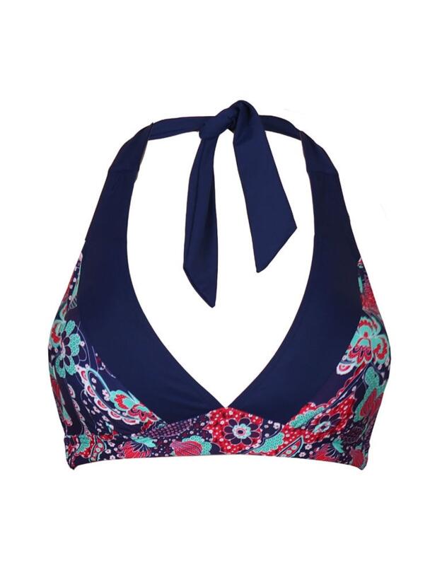 182063 Pour Moi Positano Halterneck Bikini Top  - 182063 Navy/Paisley