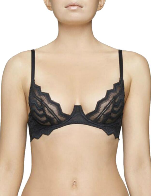 MIA-006-01 Muse by Coco de Mer Mia Balcony Bra - MIA-006-01 Black