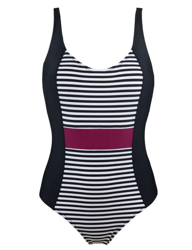 13306 Pour Moi Sea Breeze Control Swimsuit - 13306 Black/White/Purple