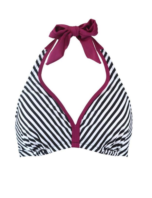 13309 Pour Moi Sea Breeze Halterneck Triangle Bikini Top - 13309 Black/White/Purple