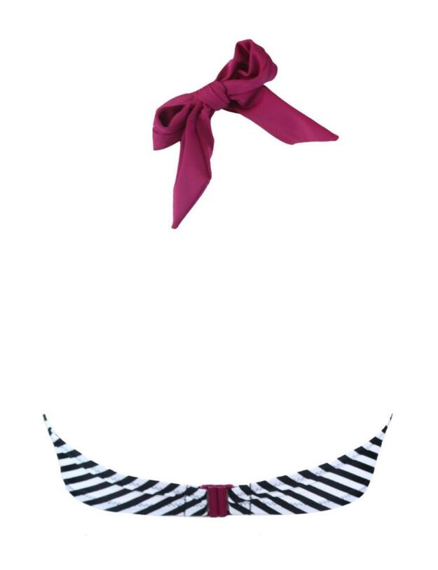 13309 Pour Moi Sea Breeze Halterneck Triangle Bikini Top - 13309 Black/White/Purple