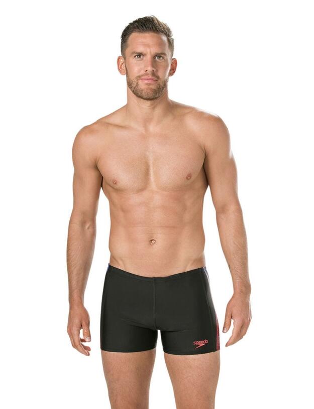 804510C725 Speedo Men's Placement Aquashort - 804510C725 Black/Blue