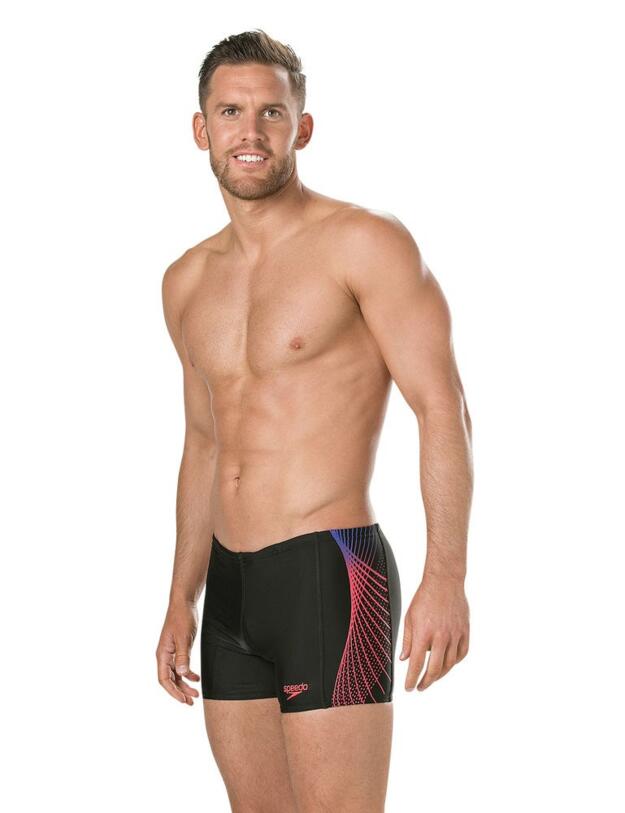 804510C725 Speedo Men's Placement Aquashort - 804510C725 Black/Blue