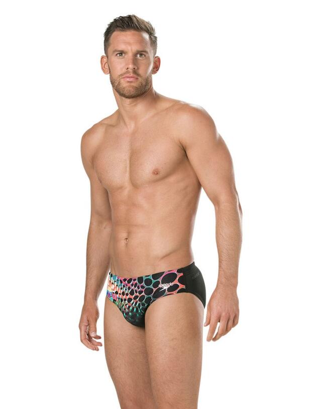809739C824 Speedo Men's Placement Digital Trunks - 809739C824 Black/Red