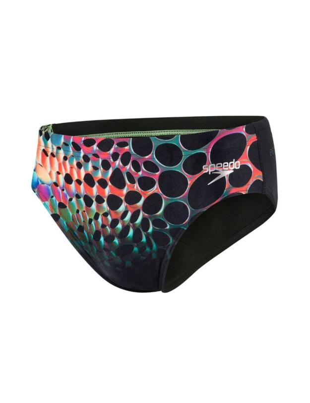 809739C824 Speedo Men's Placement Digital Trunks - 809739C824 Black/Red