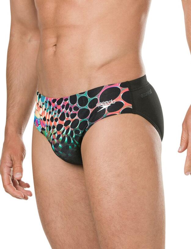 809739C824 Speedo Men's Placement Digital Trunks - 809739C824 Black/Red