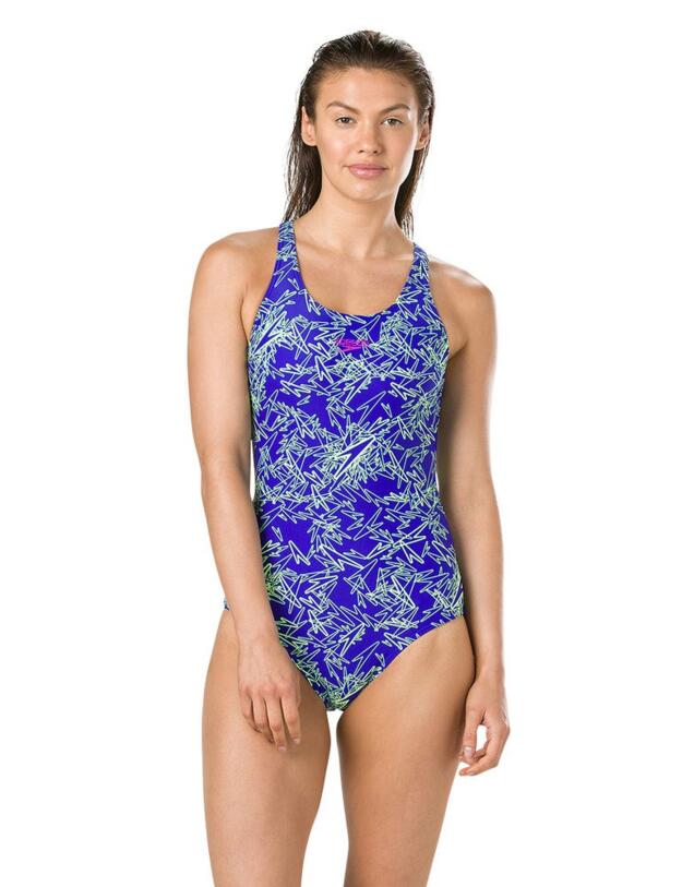 810818C752 Speedo Boom Allover Muscleback Swimsuit - 810818C752 Blue/Green