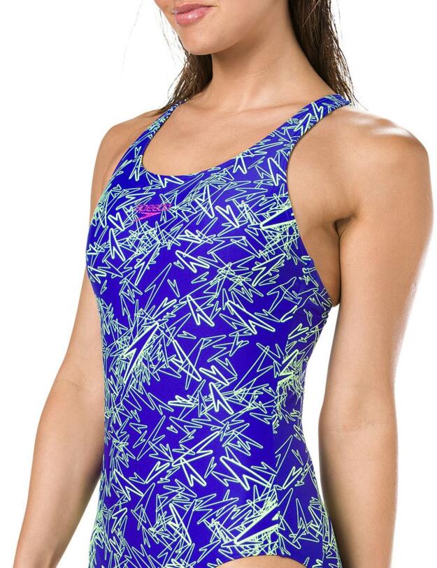 810818C752 Speedo Boom Allover Muscleback Swimsuit - 810818C752 Blue/Green