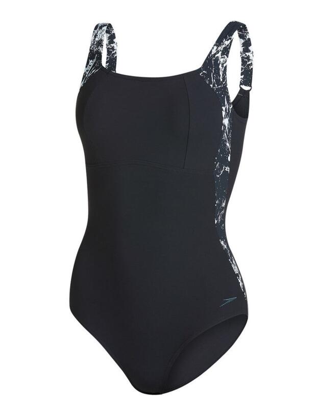 810835C809 Speedo Lunalustre Printed Swimsuit - 810835C809 Black/White