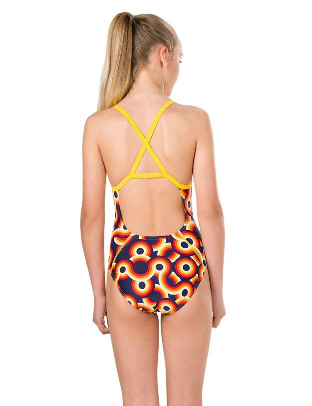 810839C870 Speedo Allover Crossback Junior Swimsuit - 810839C870 Navy/Yellow