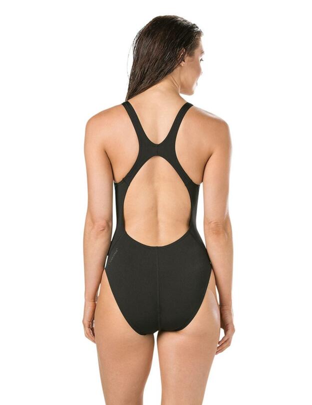 809015C895 Speedo SwirlyAqua Placement Recordbreaker Swimsuit - 809015C895 Black/Blue