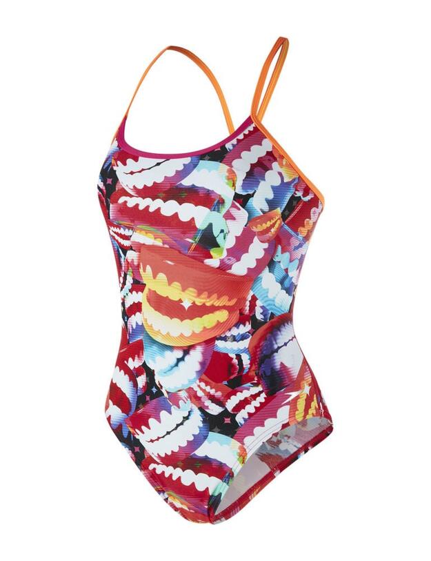 811347C179 Speedo Electric Gem Single Crossback Swimsuit - 811347C179 Orange/Blue
