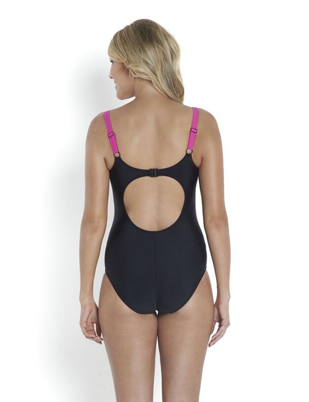 809690A028 Speedo Essential Clipback Swimsuit - 809690A028 Black/Pink