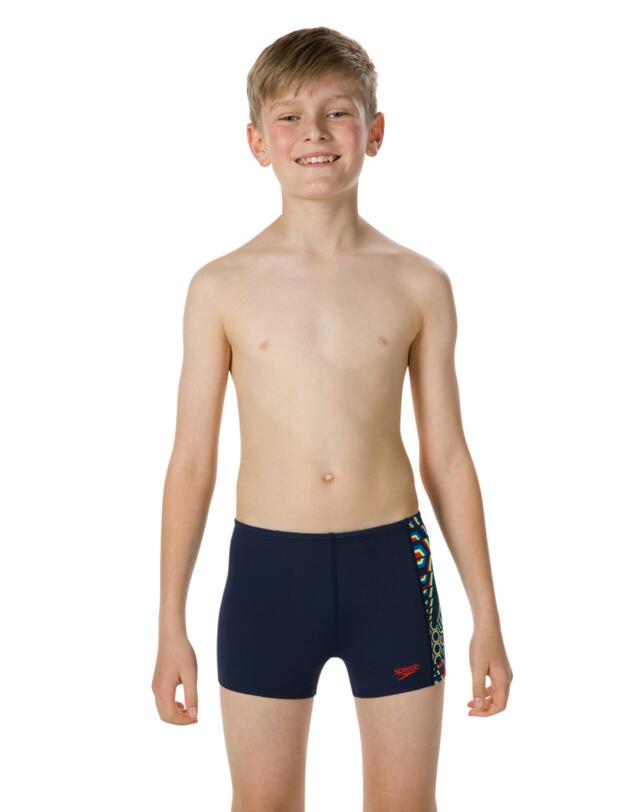 809530C873 Speedo Junior Sports Logo Panel Aquashorts - 809530C873 Navy/Orange