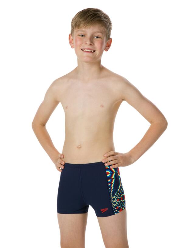 809530C873 Speedo Junior Sports Logo Panel Aquashorts - 809530C873 Navy/Orange